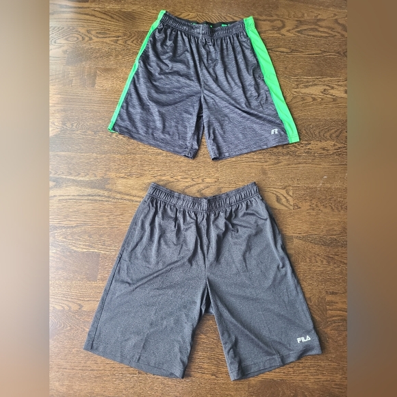 Lot Of 2 Fila/Russell Gray  Athletic Men's  Shorts Sz.M - Picture 1 of 8